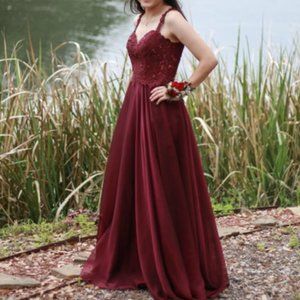 Maroon beaded elegant dress. size 2